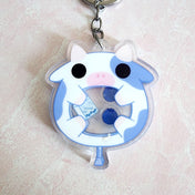 Adorable Blueberry Cow Shaker Acrylic Charm Keychain