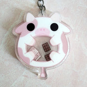 Adorable Chocolate Cow Shaker Acrylic Charm Keychain