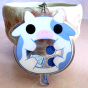 Adorable Blueberry Cow Shaker Acrylic Charm Keychain