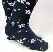 Black Sakura and Stars Inspired Crew Socks