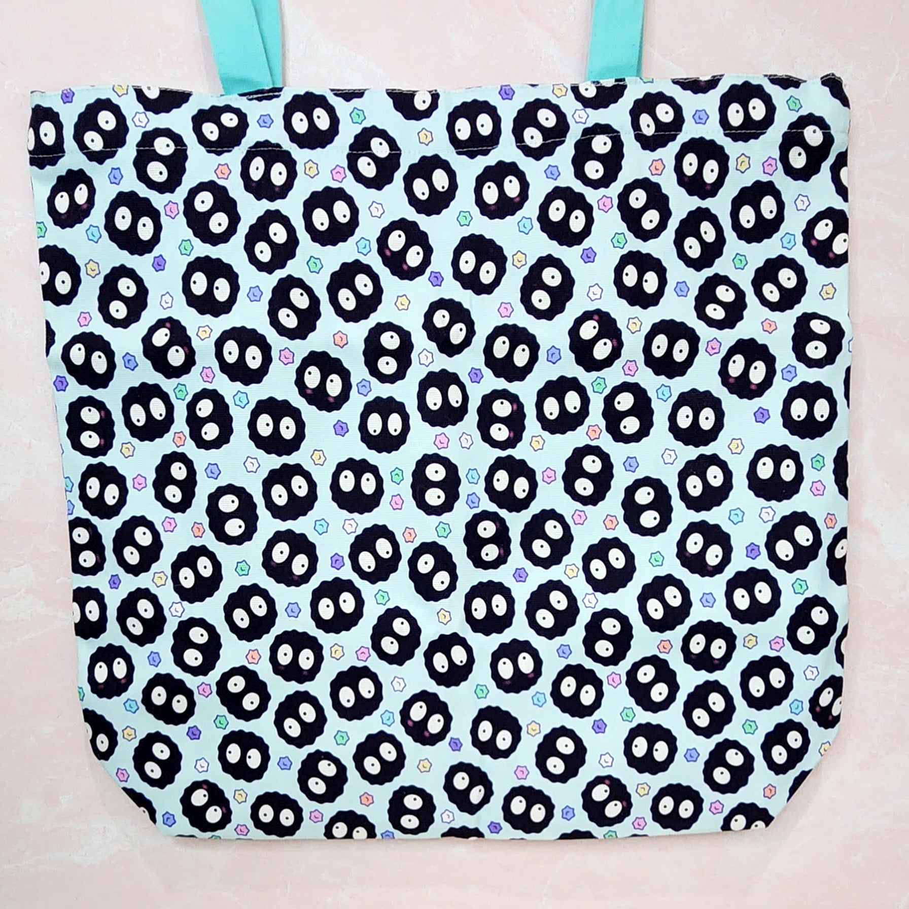 Kawaii Blue Soots Double Side Printed Canvas Tote