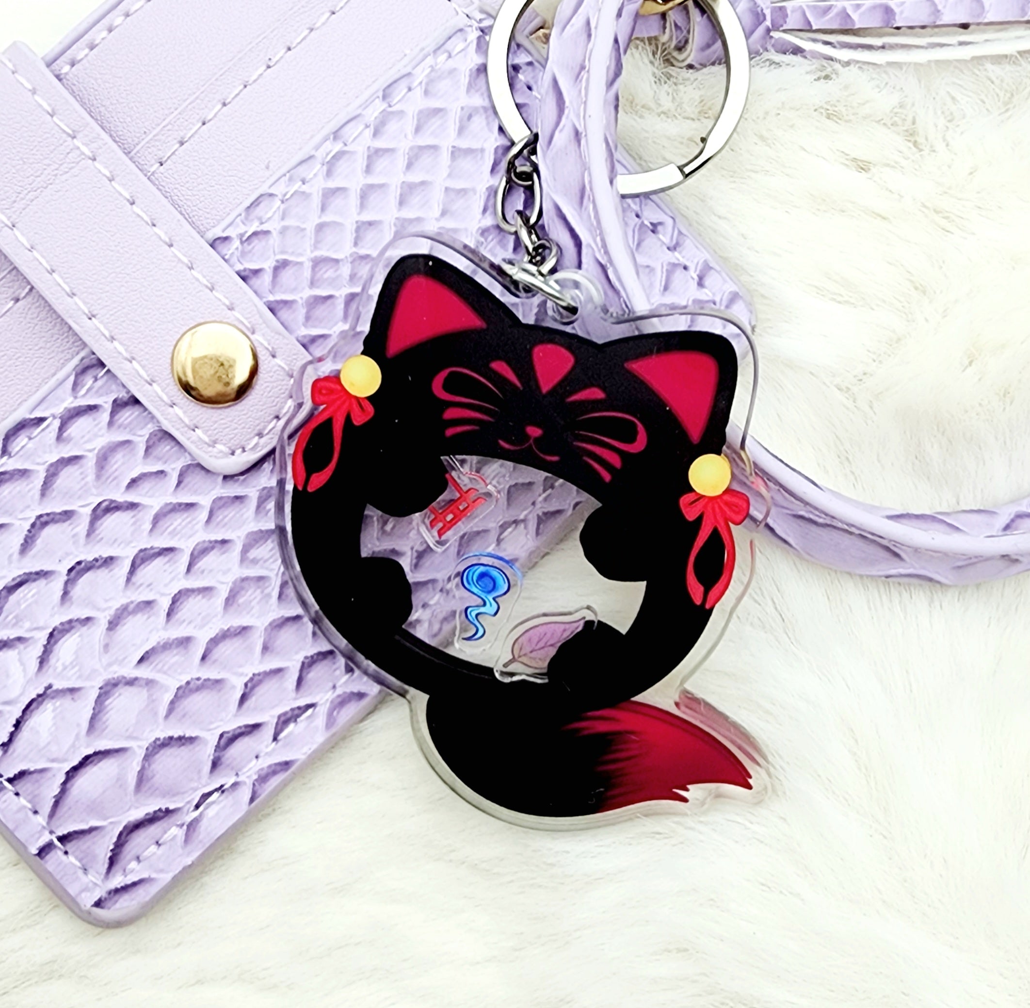 Dark Kitsune Shaker Charm Shaker Acrylic Charm Keychain