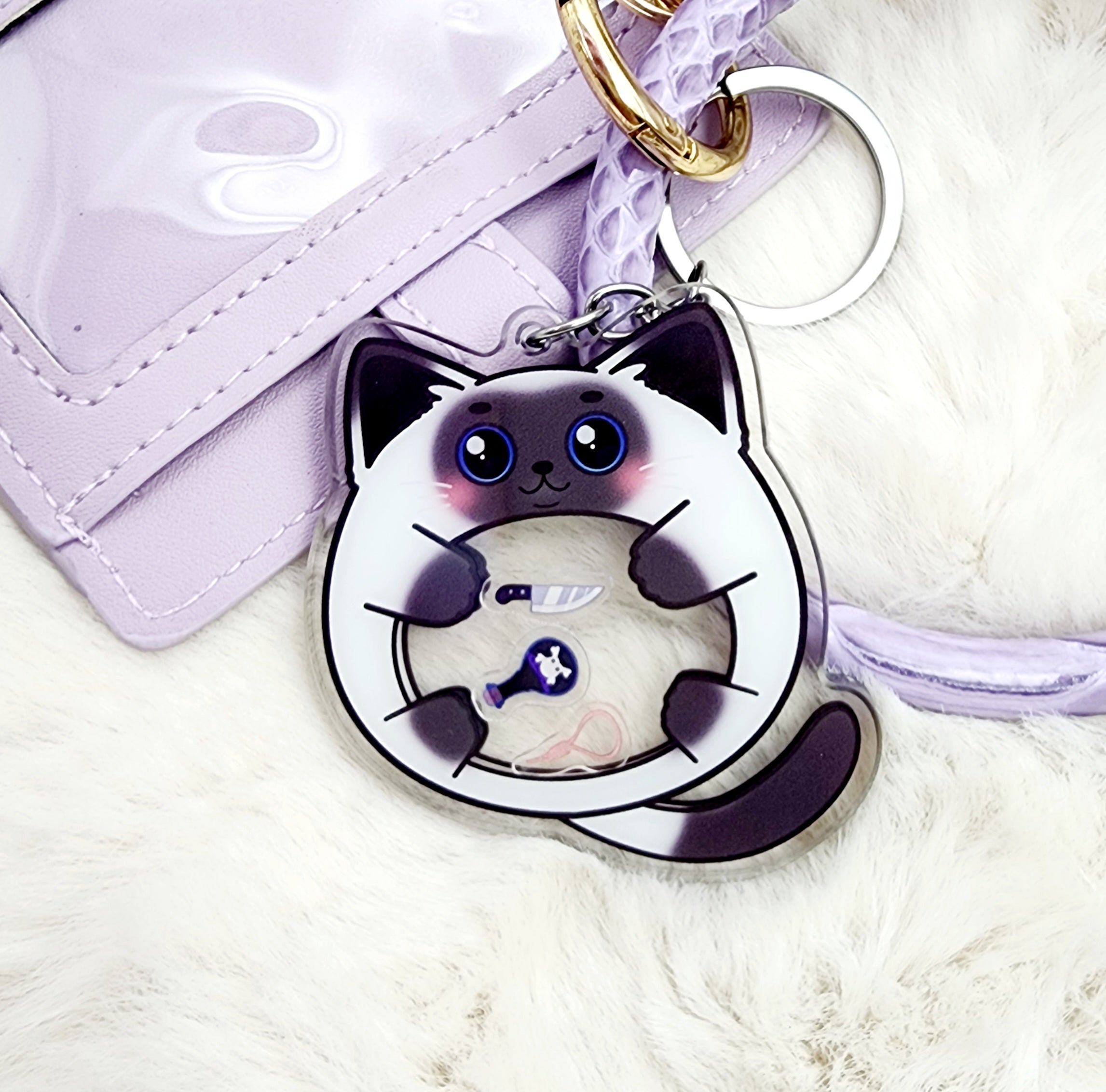 Murder Cats Siamese Cat Shaker Acrylic Charm Keychain