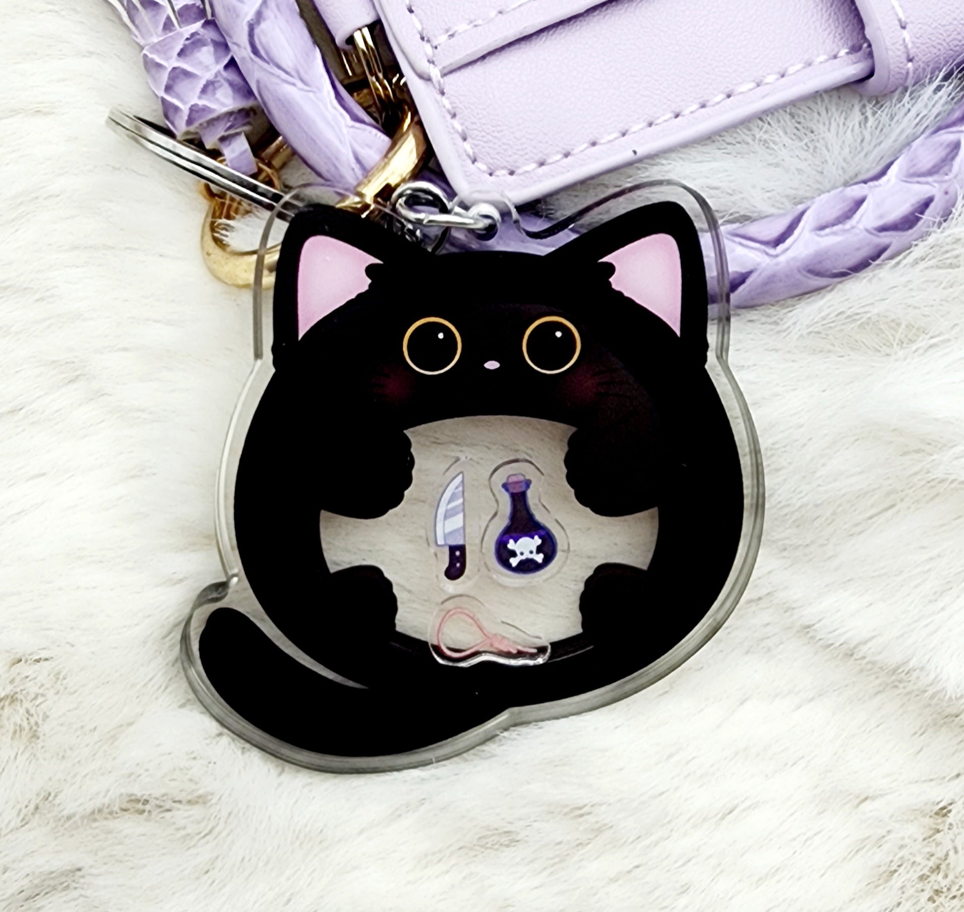 Murder Cats Black Cat Shaker Acrylic Charm Keychain