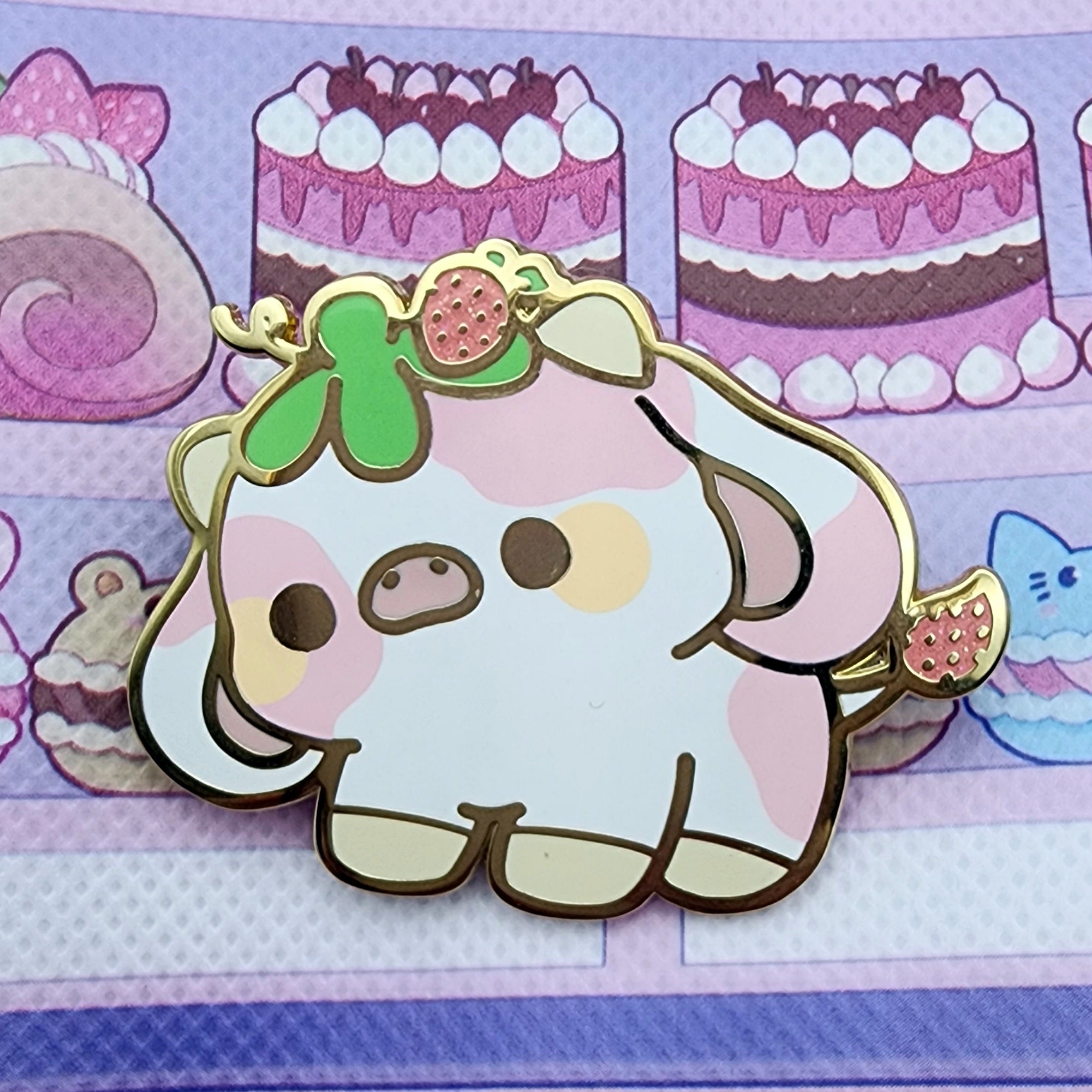 Adorable Fruit Cow Inspired Enamel Pins