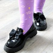Purple Sakura and Stars Inspired Crew Socks