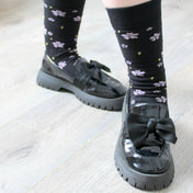 Black Sakura and Stars Inspired Crew Socks