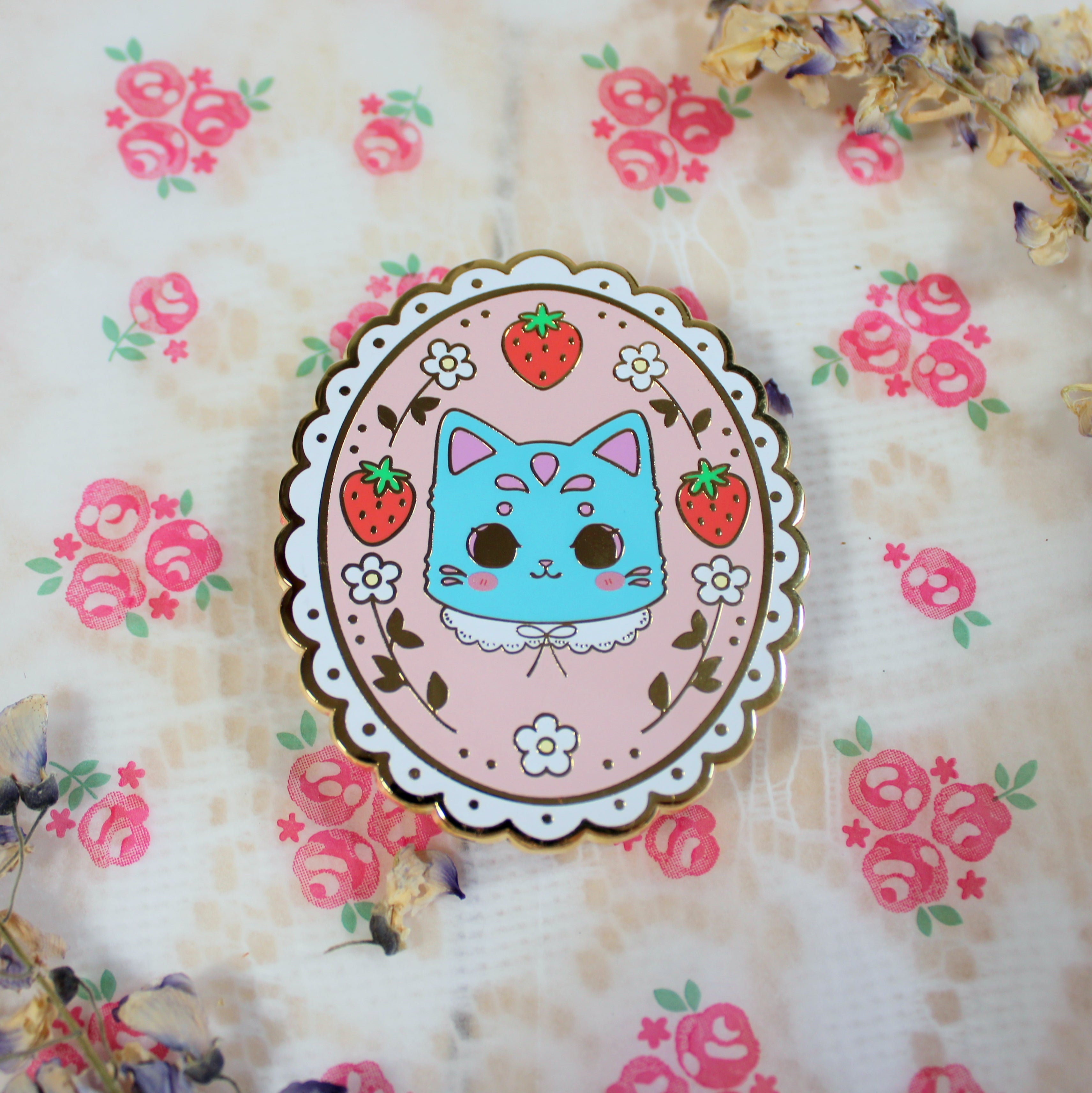 Kawaii Laced Catfe Portrait Enamel Pins