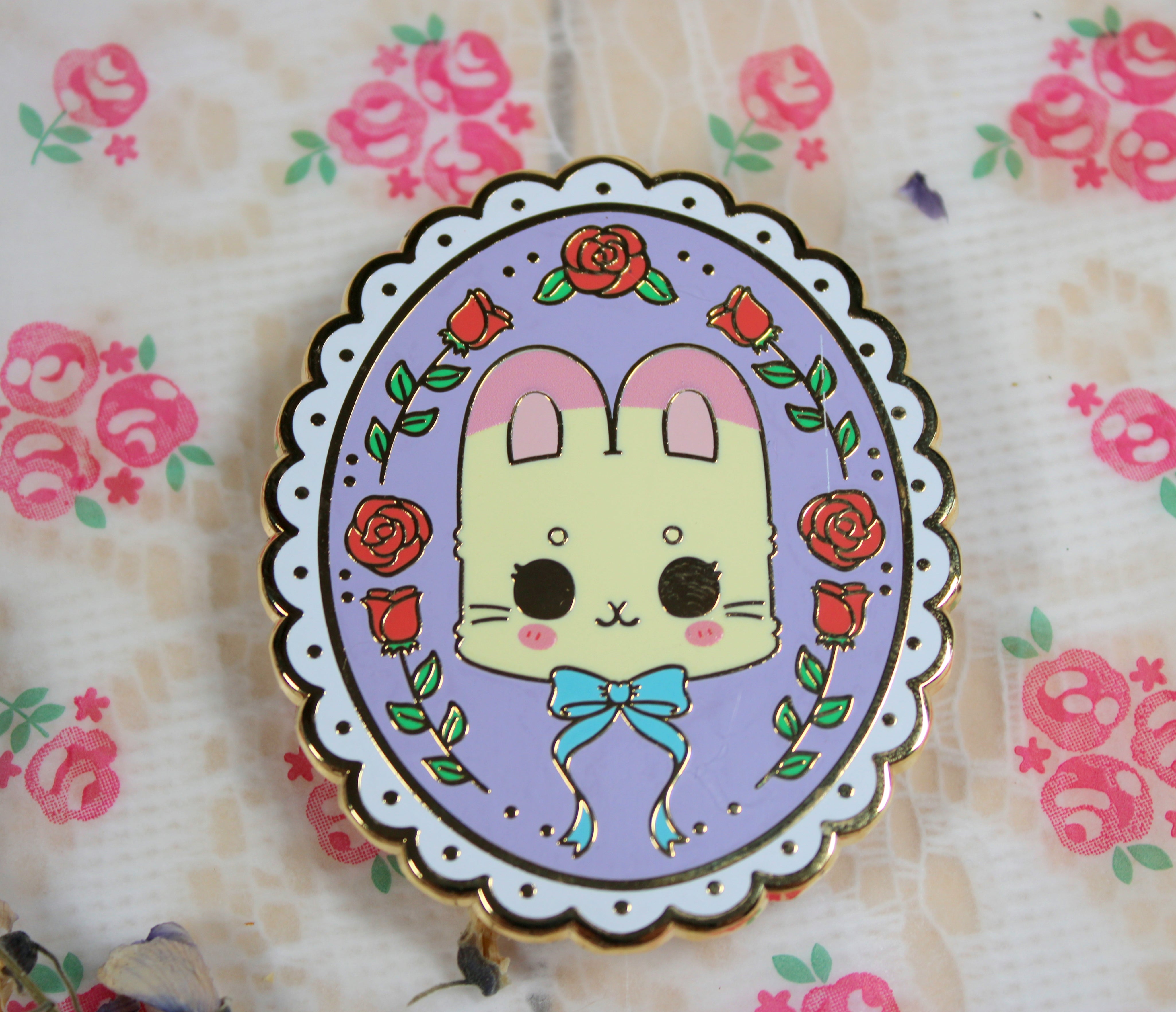 Kawaii Laced Catfe Portrait Enamel Pins