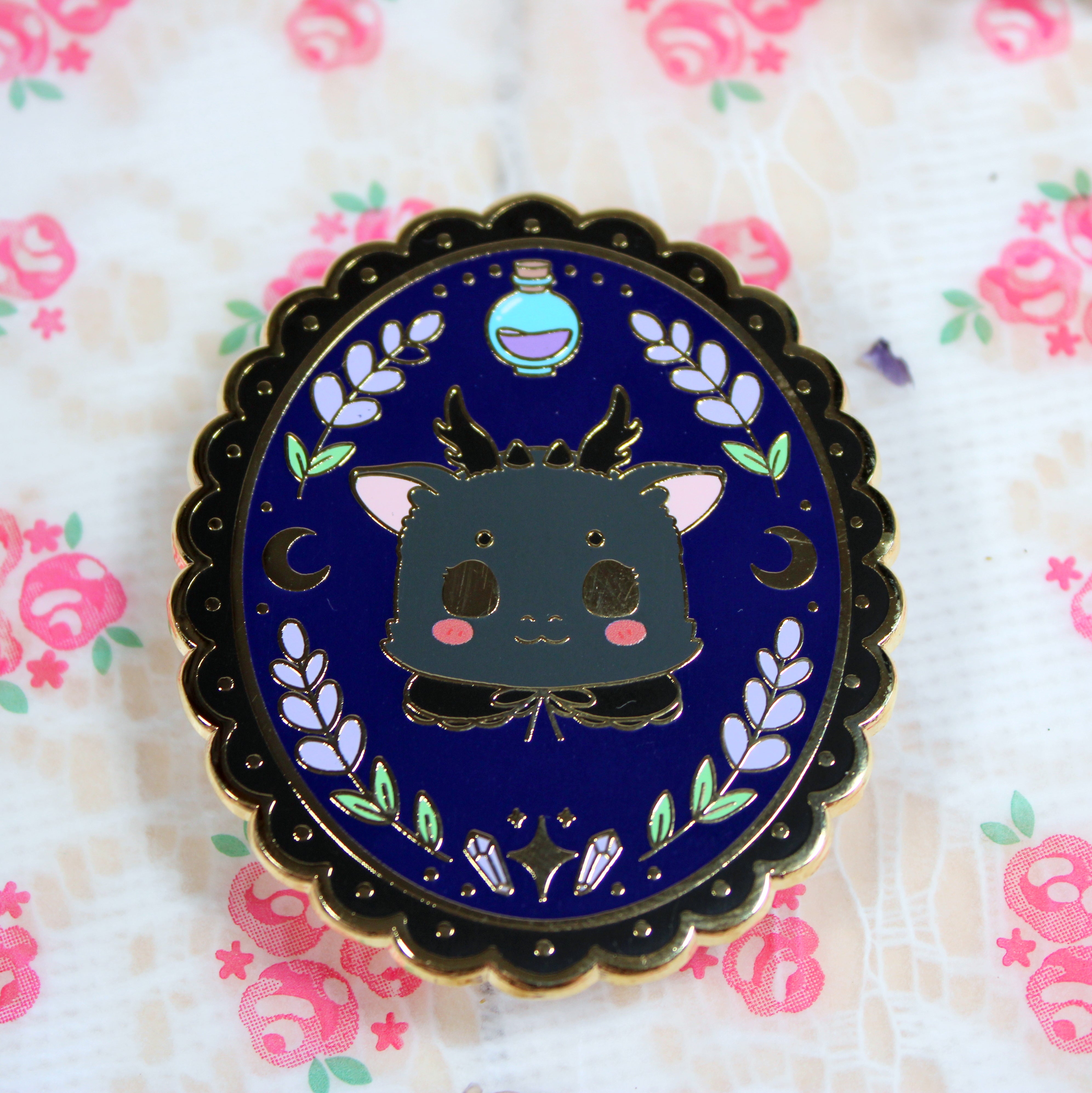 Kawaii Laced Catfe Portrait Enamel Pins