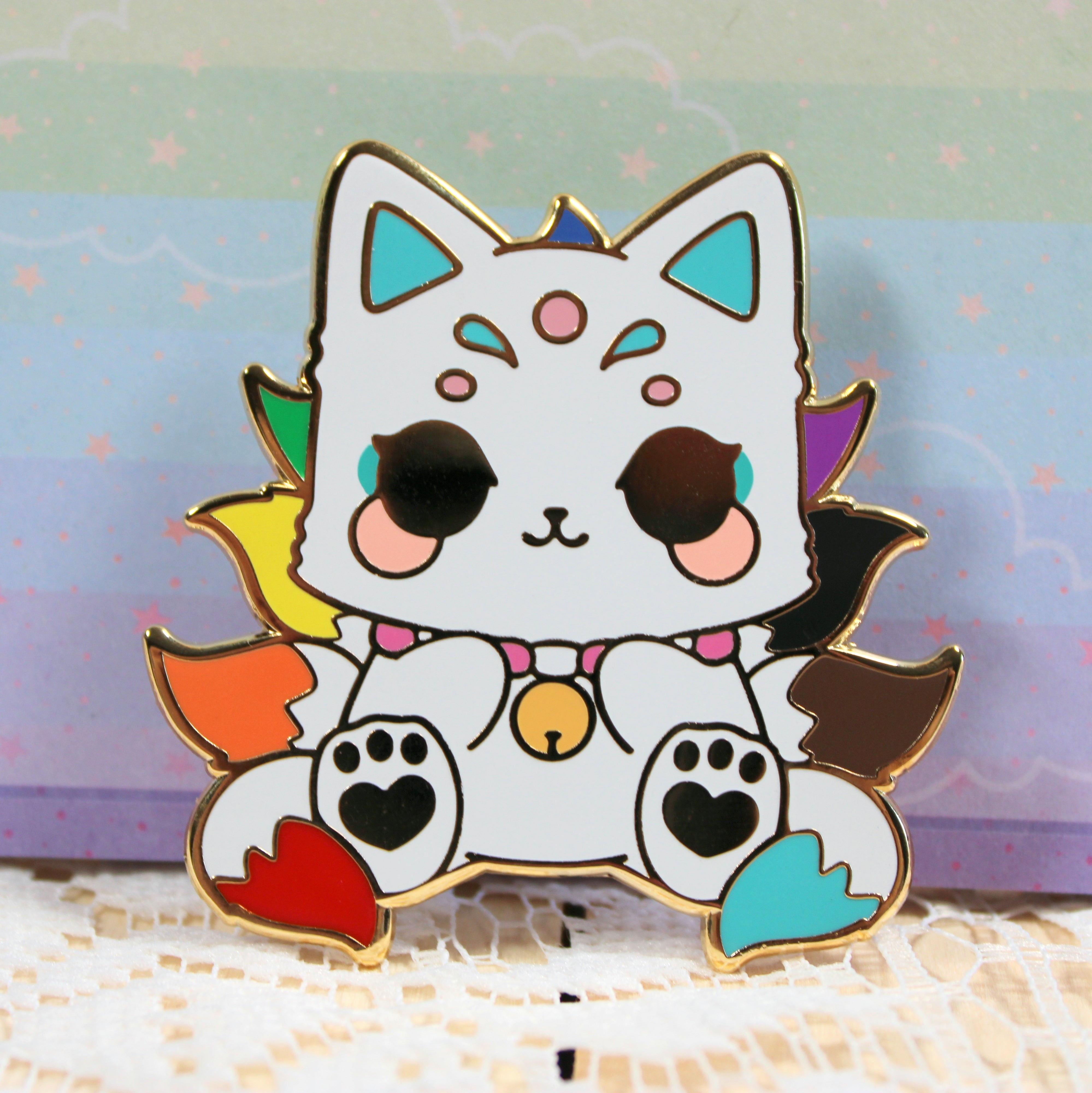 Rainbow Kawaii Kitsune Fox