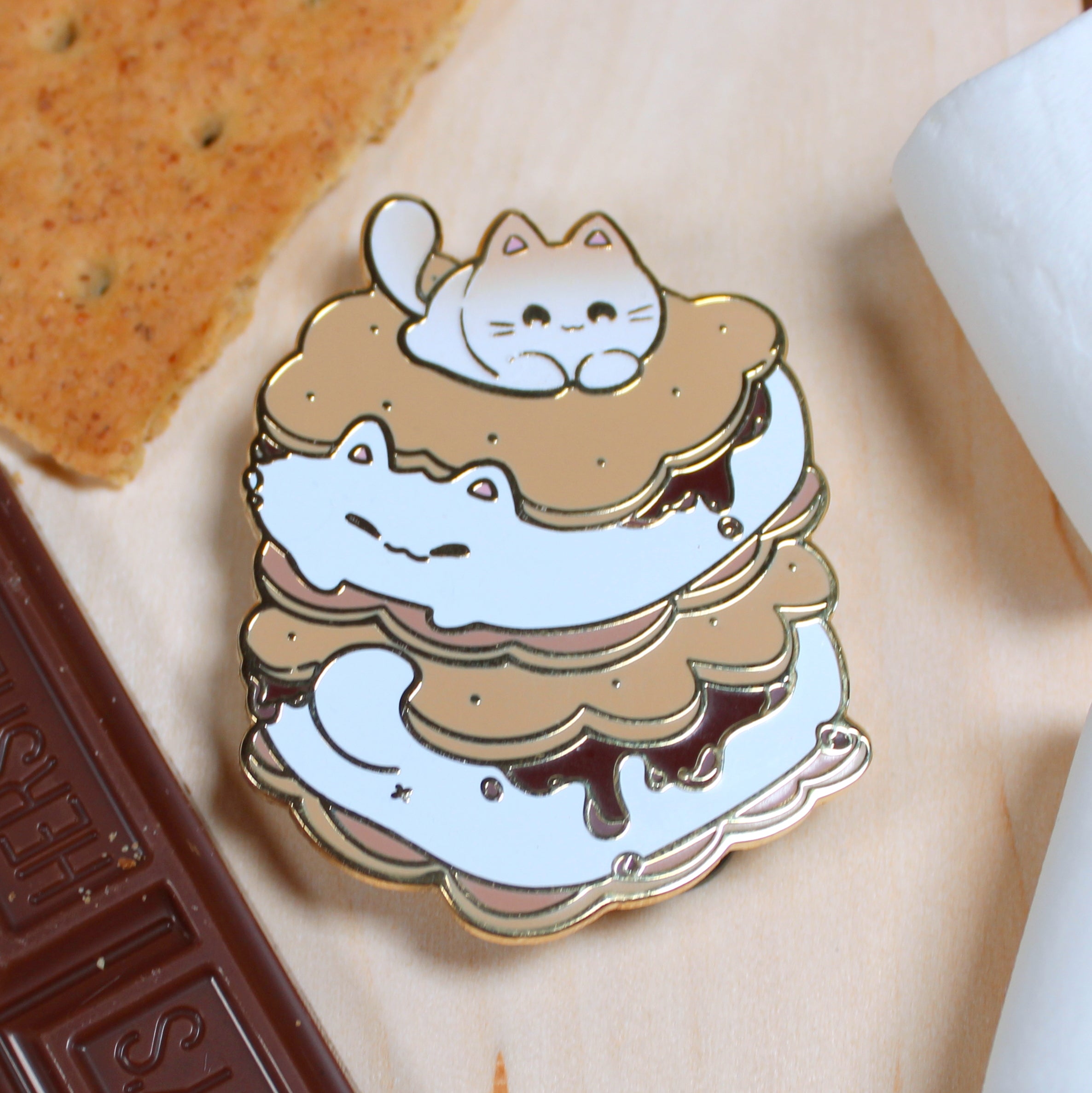 Adorable S'mores Kitty 2.5" Hard Enamel Pin