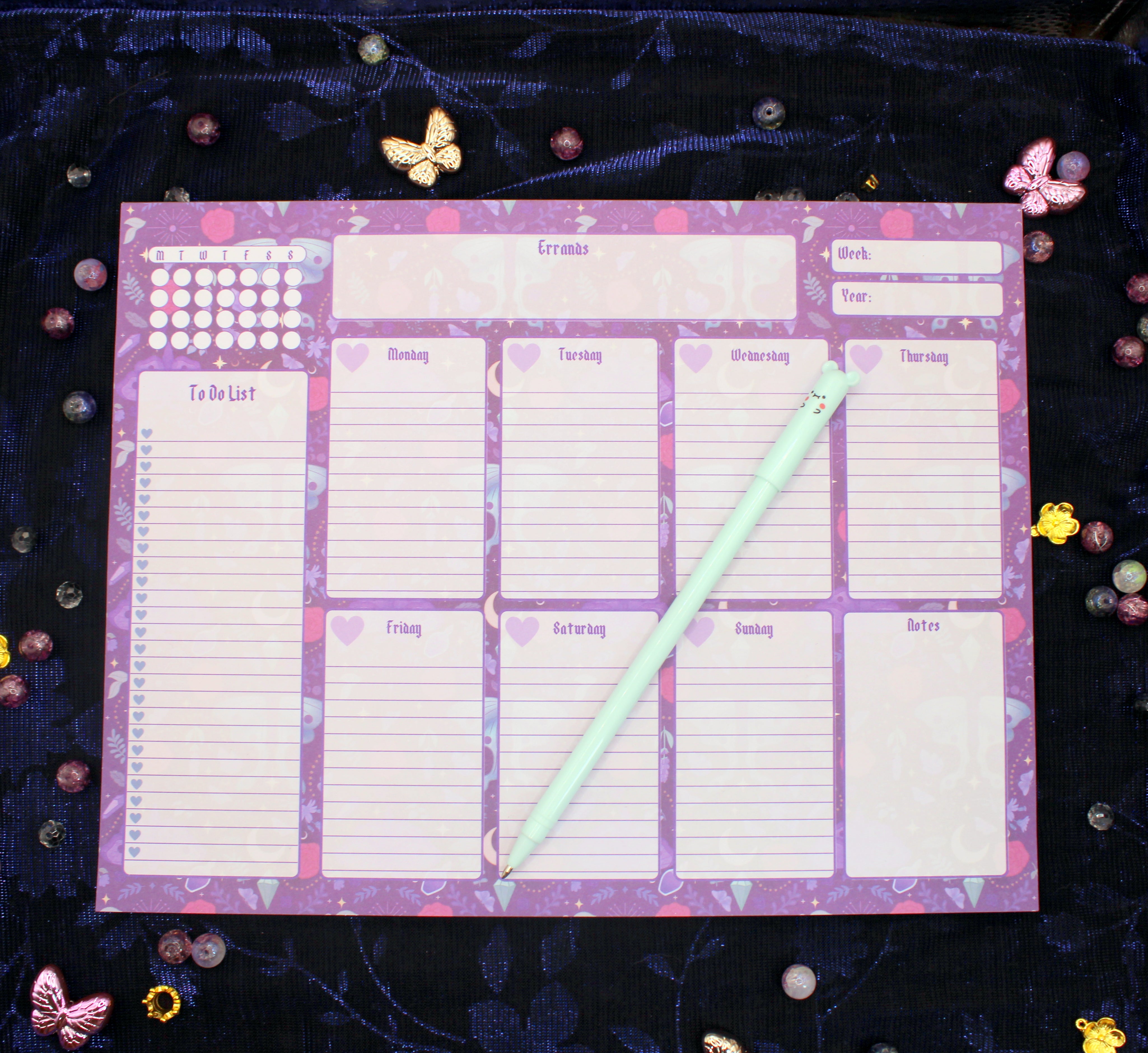 Dark Moths Weekly To Do Stationery Notepad