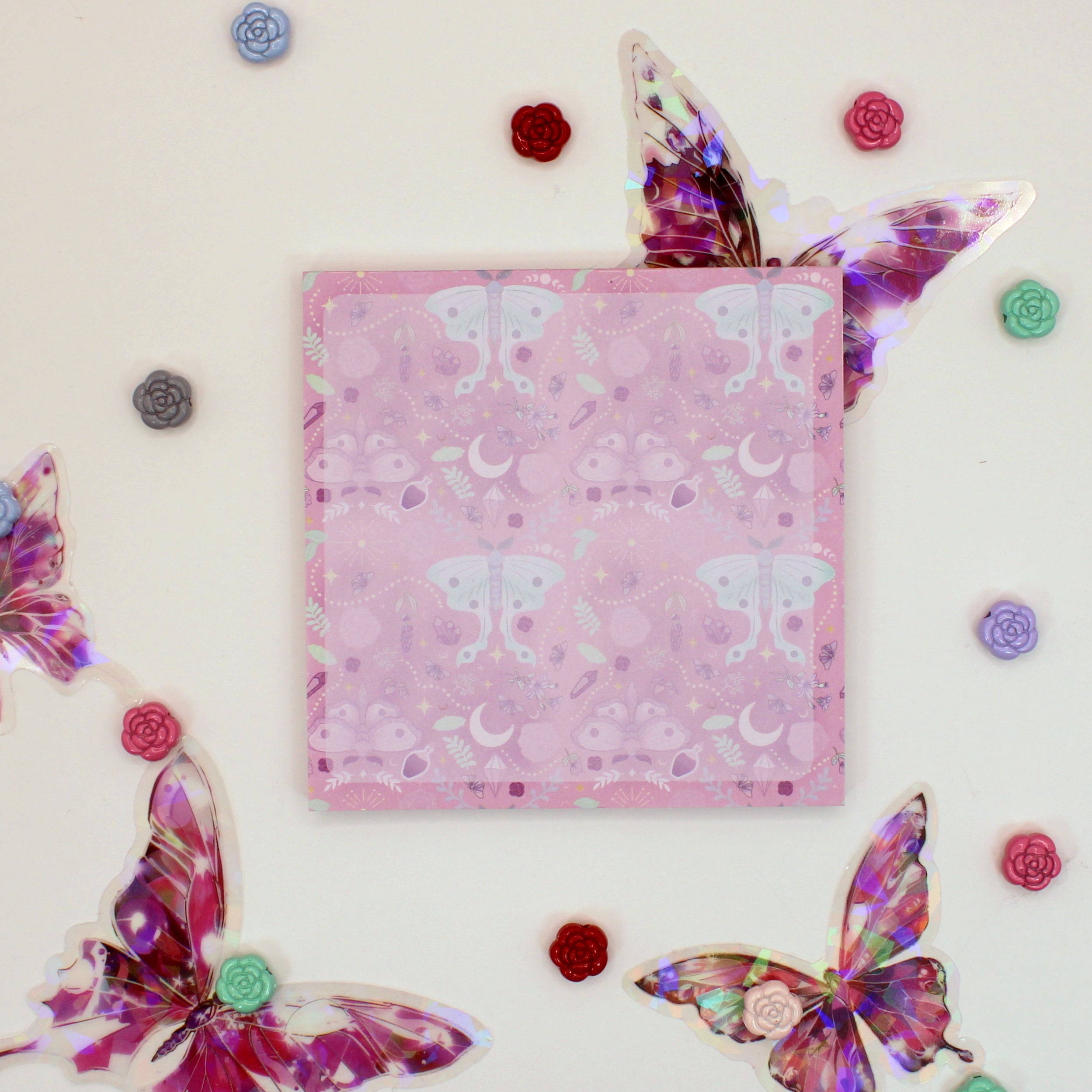 Pink Moths Sticky Notes