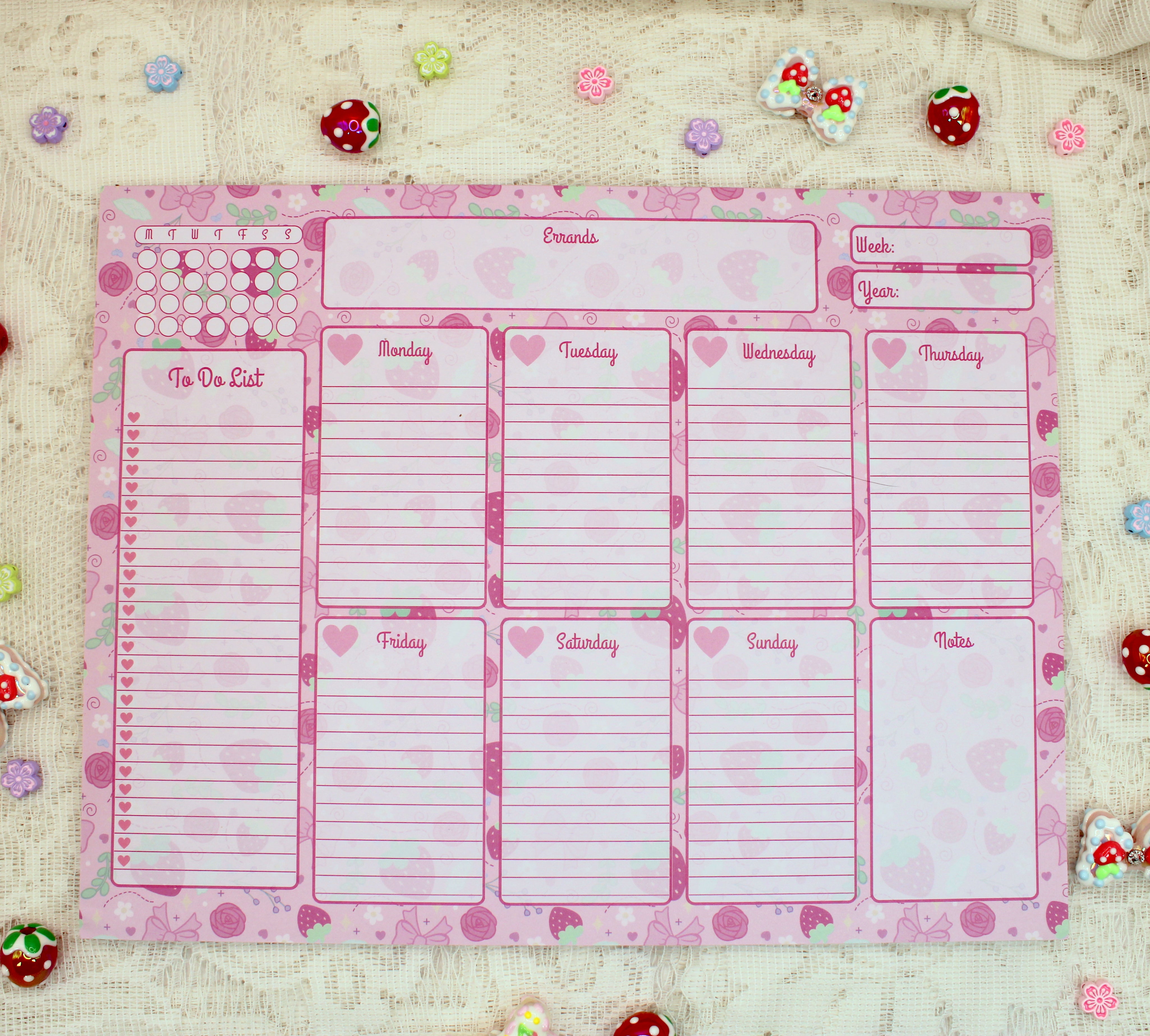 Strawberry Weekly To Do Stationery Notepad