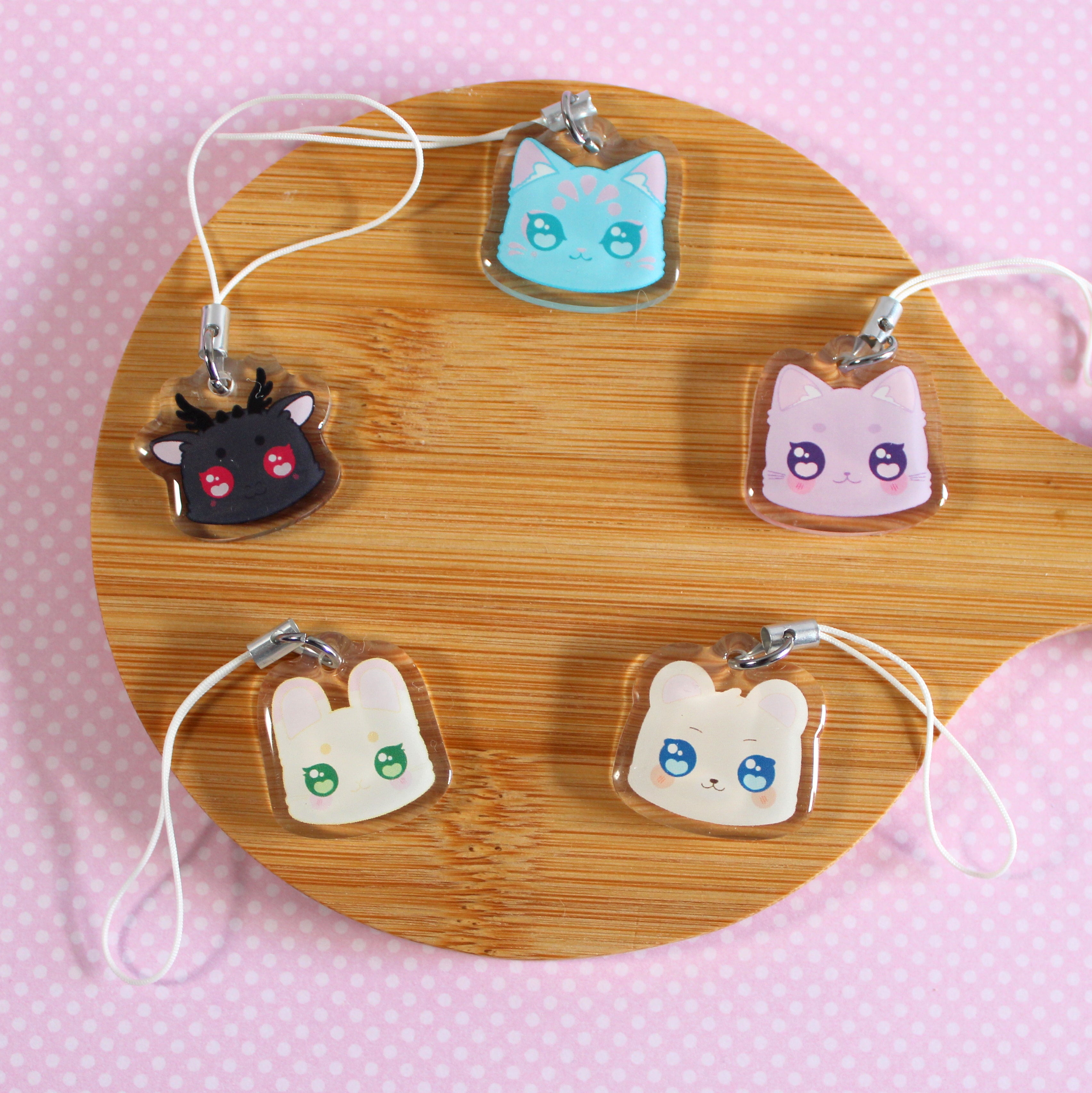 Adorable Catfe Friends 1" Acrylic Phone Strap Charms