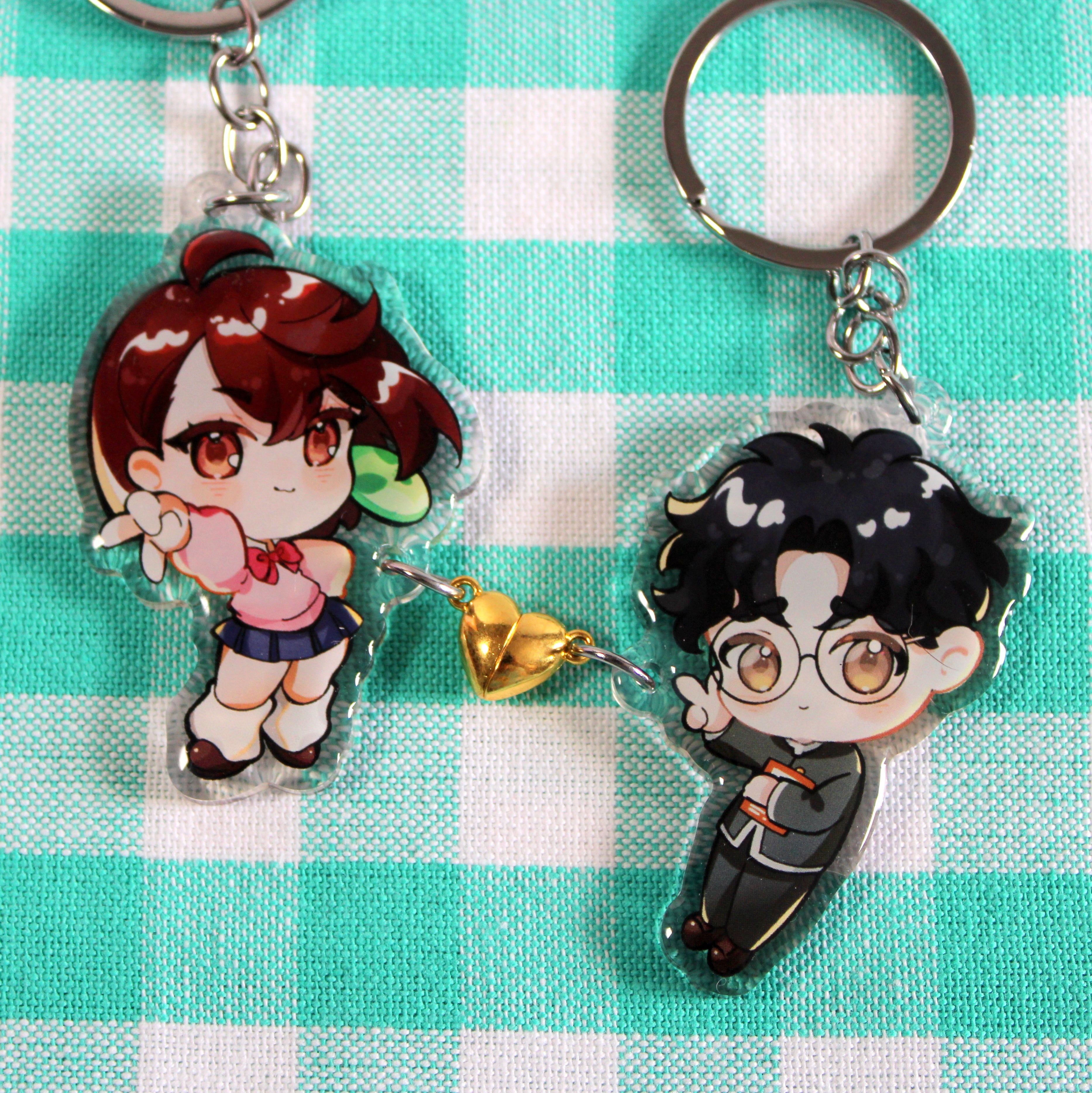 Heart Pair Aliens & Ghosts Chibi Acrylic Charms