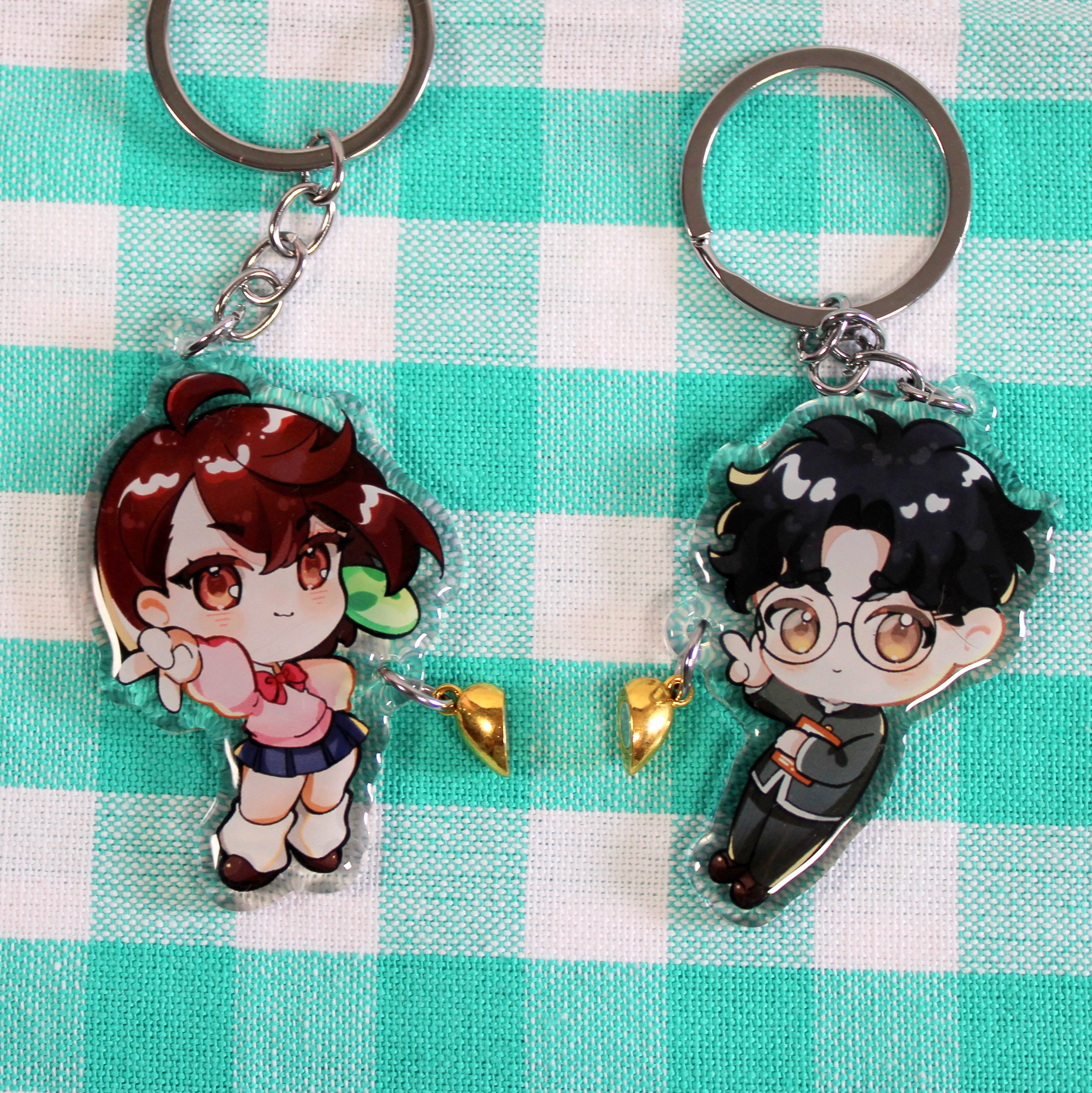 Heart Pair Aliens & Ghosts Chibi Acrylic Charms